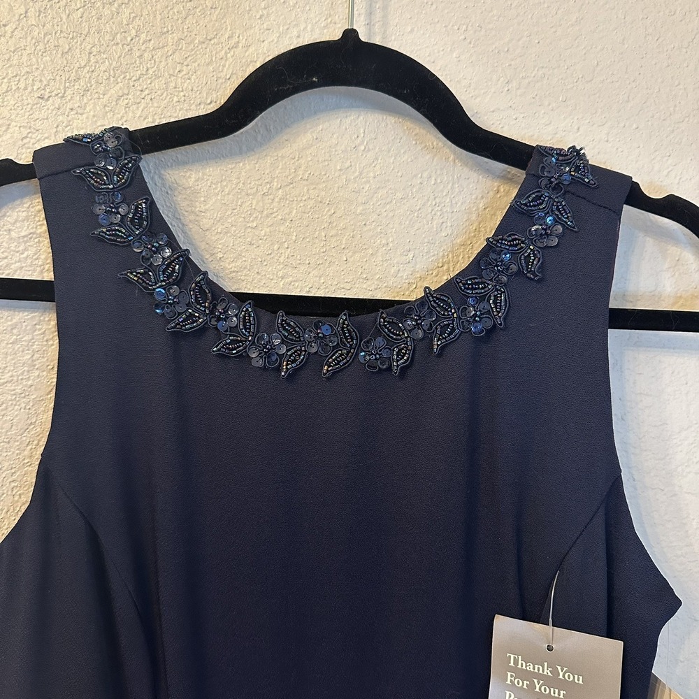 NWT SCOTT MCCLINTOCK Blue‎ Iridescent Formal Dress Gown Prom Vintage SZ 6 Beaded